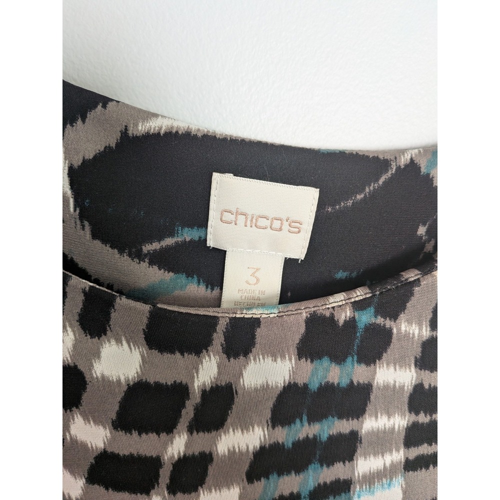 Chico's 3 sheath dress knit geometric knee length 3/4 sleeve pullover - Picture 5 of 5